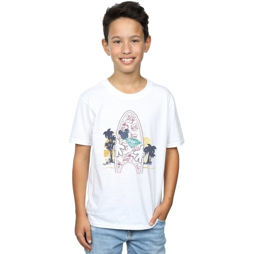 Abbigliamento Bambino T-shirt maniche corte Disney Mickey Mouse Surf Fever Bianco