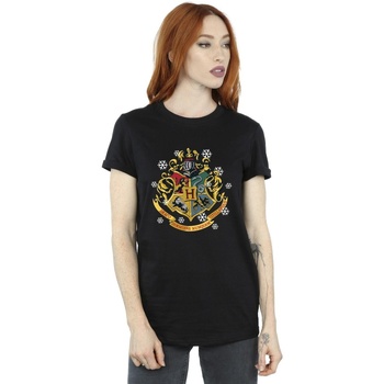 Abbigliamento Donna T-shirts a maniche lunghe Harry Potter Christmas Crest Nero