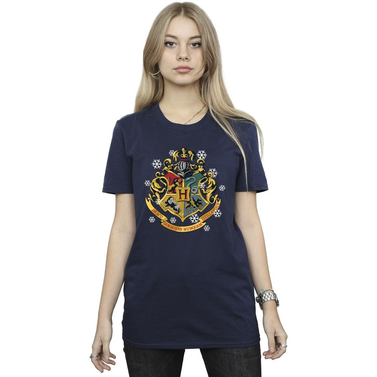Abbigliamento Donna T-shirts a maniche lunghe Harry Potter Christmas Crest Blu