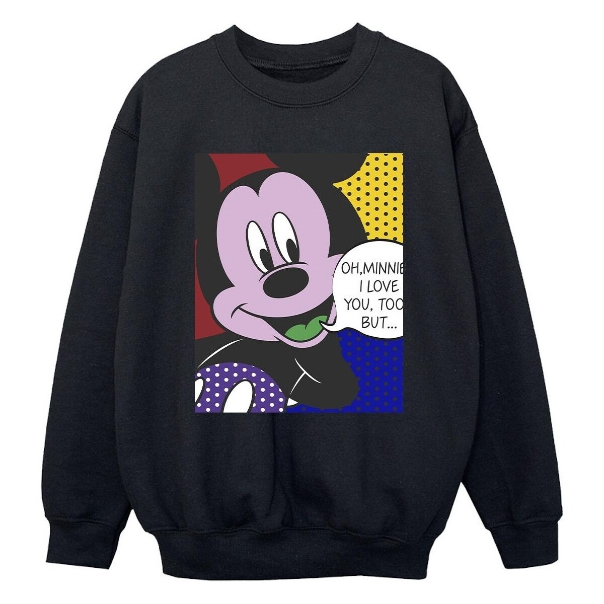 Abbigliamento Bambino Felpe Disney Mickey Mouse Oh Minnie Pop Art Nero