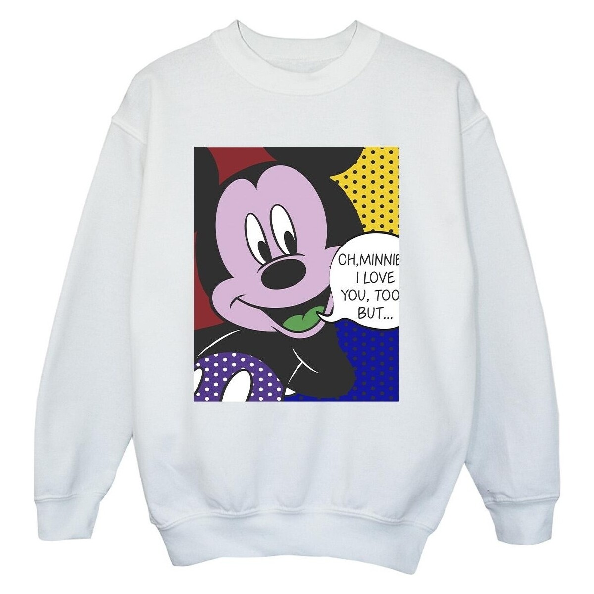 Abbigliamento Bambino Felpe Disney Mickey Mouse Oh Minnie Pop Art Bianco