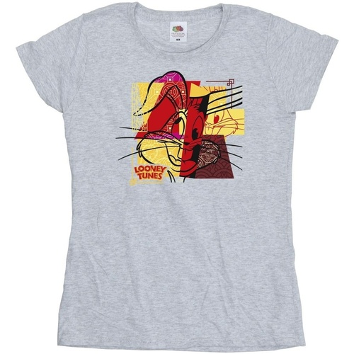 Abbigliamento Donna T-shirts a maniche lunghe Dessins Animés Bugs Bunny Rabbit New Year Grigio