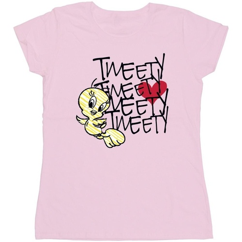 Abbigliamento Donna T-shirts a maniche lunghe Dessins Animés Tweety Love Heart Rosso