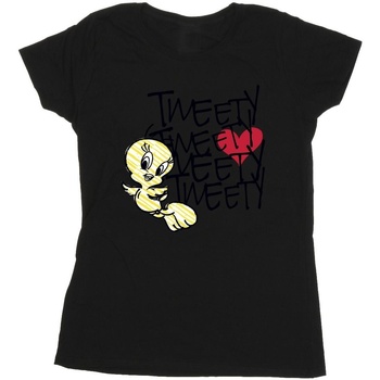 Abbigliamento Donna T-shirts a maniche lunghe Dessins Animés Tweety Love Heart Nero