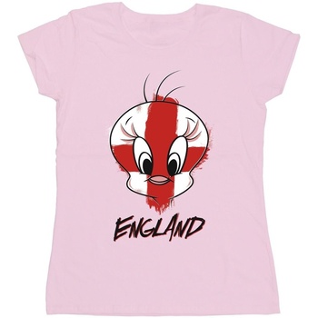 Abbigliamento Donna T-shirts a maniche lunghe Dessins Animés Tweety England Face Rosso