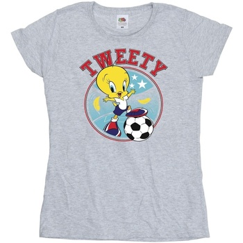 Abbigliamento Donna T-shirts a maniche lunghe Dessins Animés Tweety Football Circle Grigio