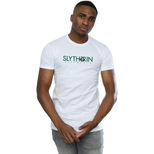 Abbigliamento Uomo T-shirts a maniche lunghe Harry Potter Slytherin Text Bianco