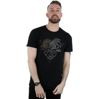 Abbigliamento Uomo T-shirts a maniche lunghe Harry Potter Thestral Line Art Nero