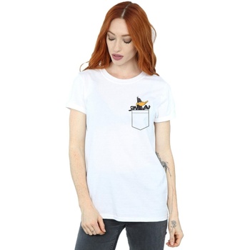 Abbigliamento Donna T-shirts a maniche lunghe Dessins Animés Daffy Duck Faux Pocket Bianco