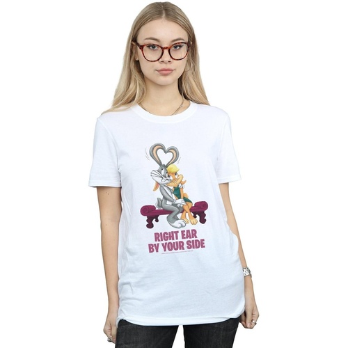 Abbigliamento Donna T-shirts a maniche lunghe Dessins Animés Bugs And Lola Valentine's Cuddle Bianco