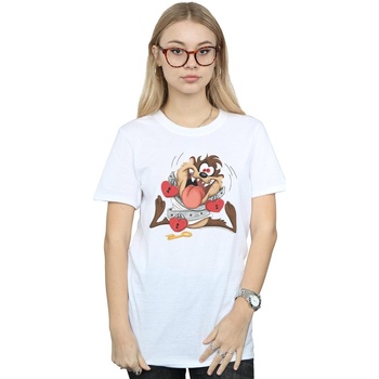 Abbigliamento Donna T-shirts a maniche lunghe Dessins Animés Taz Valentine's Day Madly In Love Bianco