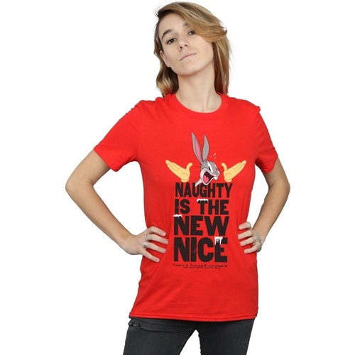 Abbigliamento Donna T-shirts a maniche lunghe Dessins Animés Naughty Is The New Nice Rosso
