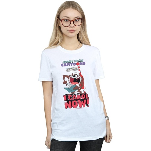 Abbigliamento Donna T-shirts a maniche lunghe Dessins Animés Taz I Carol Now Bianco