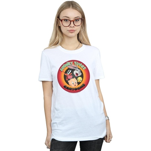 Abbigliamento Donna T-shirts a maniche lunghe Dessins Animés Cartoons Circle Bianco