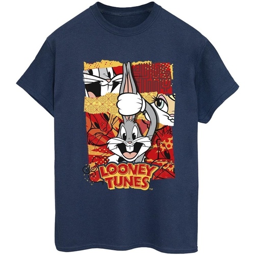 Abbigliamento Donna T-shirts a maniche lunghe Dessins Animés Bugs Rabbit Comic New Year Blu