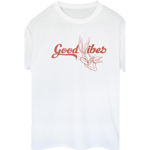 Abbigliamento Donna T-shirts a maniche lunghe Dessins Animés Bugs Bunny Good Vibes Bianco