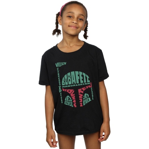 Abbigliamento Bambina T-shirts a maniche lunghe Disney Boba Fett Text Head Nero
