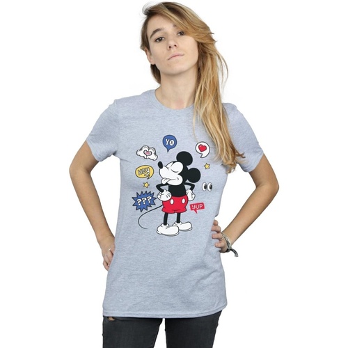 Abbigliamento Donna T-shirts a maniche lunghe Disney Mickey Mouse Tongue Out Grigio