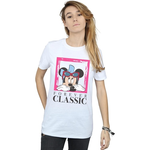 Abbigliamento Donna T-shirts a maniche lunghe Disney Minnie Mouse Forever Classic Bianco