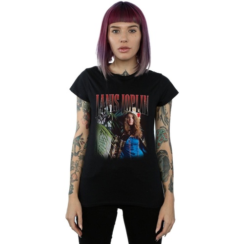 Abbigliamento Donna T-shirts a maniche lunghe Janis Joplin Baron Homage Nero