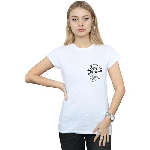 Abbigliamento Donna T-shirts a maniche lunghe Janis Joplin Outline Sketched Bianco