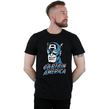Abbigliamento Uomo T-shirts a maniche lunghe Marvel Captain America Distressed Nero