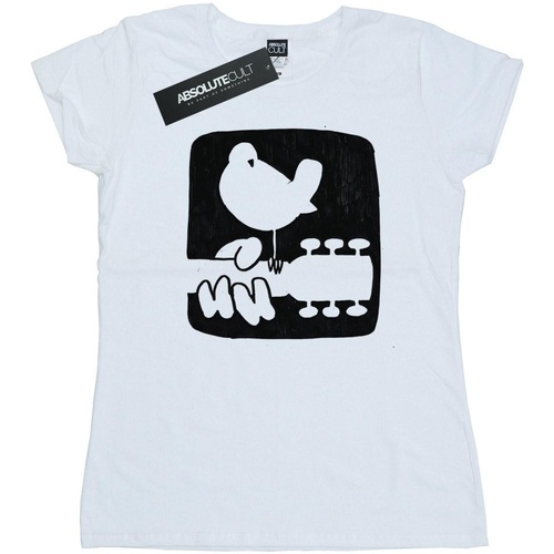 Abbigliamento Donna T-shirts a maniche lunghe Woodstock Guitar Logo Bianco