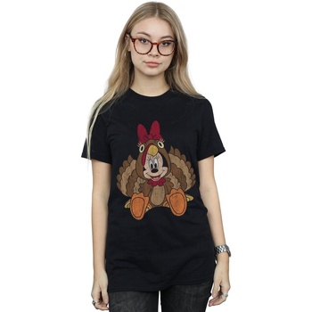 Abbigliamento Donna T-shirts a maniche lunghe Disney Minnie Mouse Thanksgiving Turkey Costume Nero