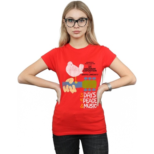 Abbigliamento Donna T-shirts a maniche lunghe Woodstock Festival Poster Rosso