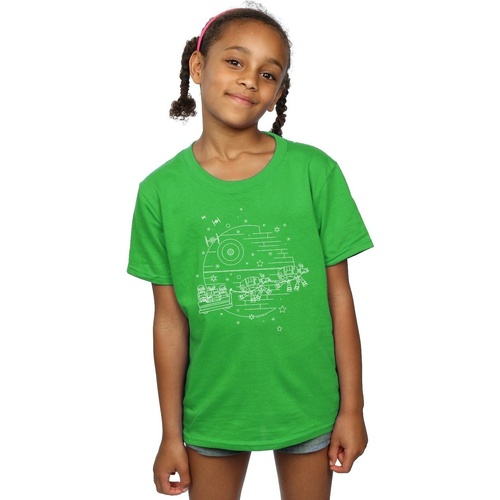 Abbigliamento Bambina T-shirts a maniche lunghe Disney Death Star Sleigh Verde