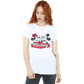 Abbigliamento Donna T-shirts a maniche lunghe Disney Mickie And Minnie 90 Years Bianco