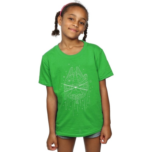 Abbigliamento Bambina T-shirts a maniche lunghe Disney Millennium Falcon Christmas Tree Delivery Verde