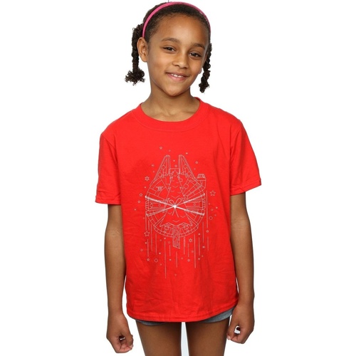 Abbigliamento Bambina T-shirts a maniche lunghe Disney Millennium Falcon Christmas Tree Delivery Rosso