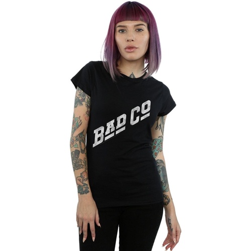 Abbigliamento Donna T-shirts a maniche lunghe Bad Company Distressed Logo Nero