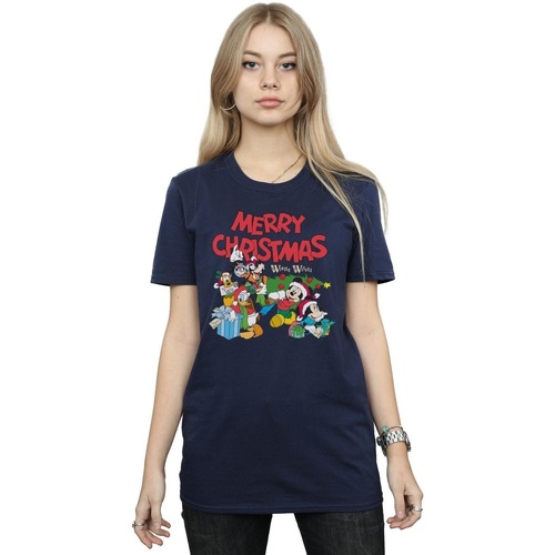 Abbigliamento Donna T-shirts a maniche lunghe Disney Mickey And Friends Winter Wishes Blu