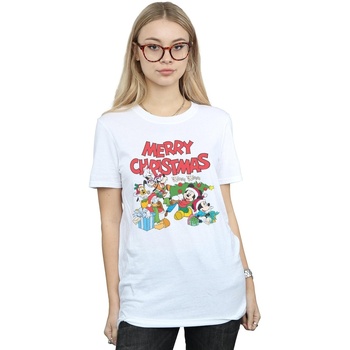 Abbigliamento Donna T-shirts a maniche lunghe Disney Mickey And Friends Winter Wishes Bianco