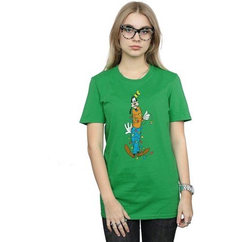 Abbigliamento Donna T-shirts a maniche lunghe Disney Goofy Christmas Lights Verde