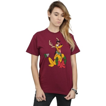 Abbigliamento Donna T-shirts a maniche lunghe Disney Pluto Christmas Reindeer Multicolore