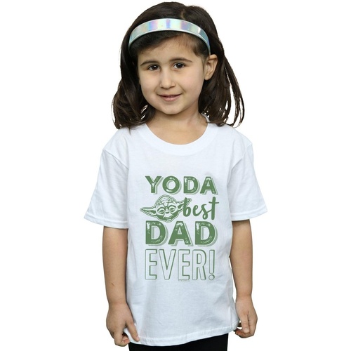 Abbigliamento Bambina T-shirts a maniche lunghe Disney Yoda Best Dad Bianco