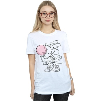 Abbigliamento Donna T-shirts a maniche lunghe Disney Minnie Mouse Gum Bubble Bianco