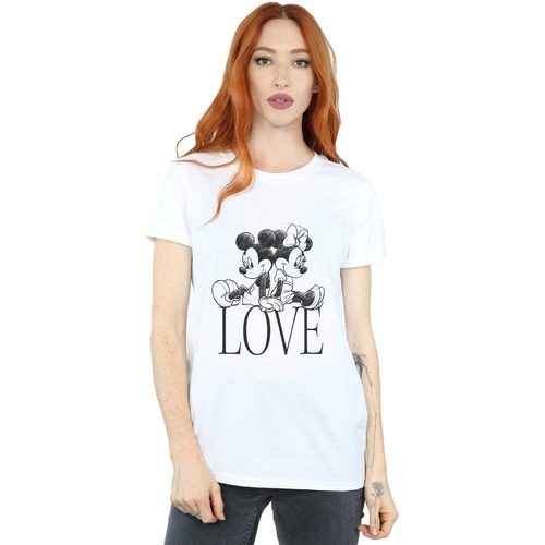 Abbigliamento Donna T-shirts a maniche lunghe Disney Mickey And Minnie Mouse Love Bianco
