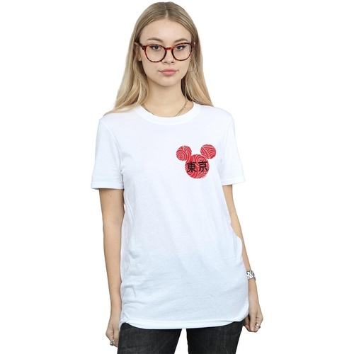 Abbigliamento Donna T-shirts a maniche lunghe Disney Mickey Mouse Symbol Bianco