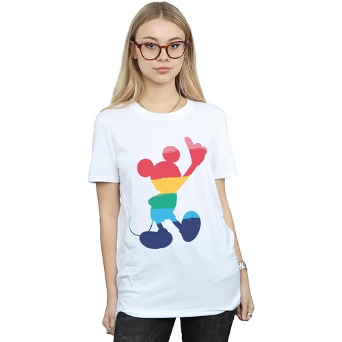 Abbigliamento Donna T-shirts a maniche lunghe Disney Mickey Mouse Rainbow Pose Bianco