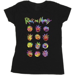 Abbigliamento Donna T-shirts a maniche lunghe Rick And Morty Tie Dye Faces Nero