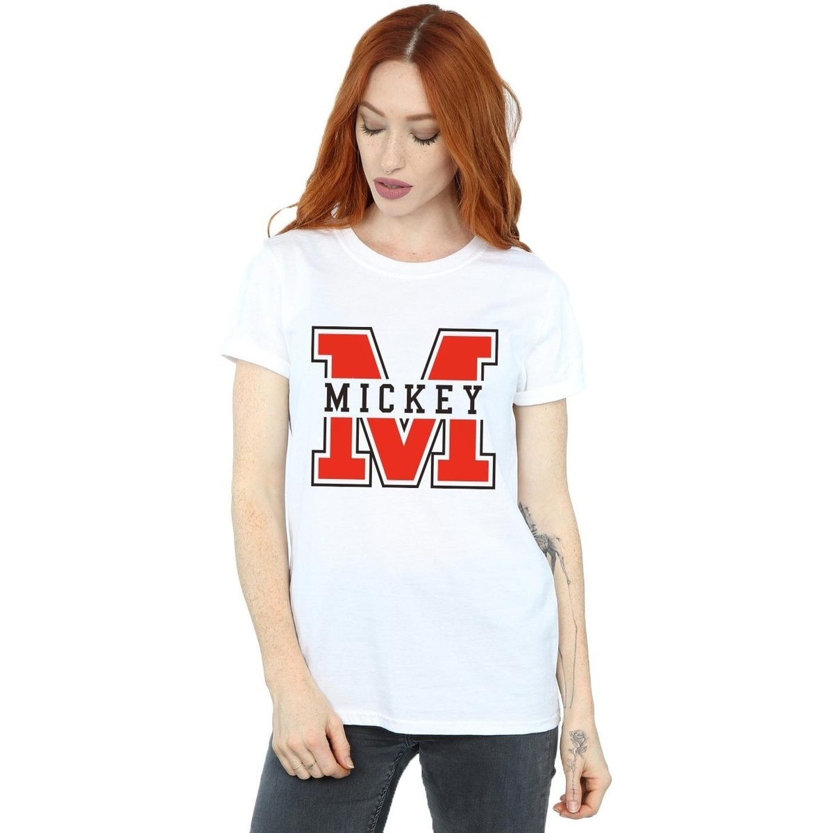 Abbigliamento Donna T-shirts a maniche lunghe Disney Mickey Mouse M Bianco