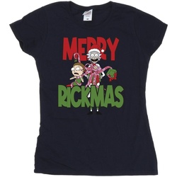 Abbigliamento Donna T-shirts a maniche lunghe Rick And Morty Merry Rickmas Blu