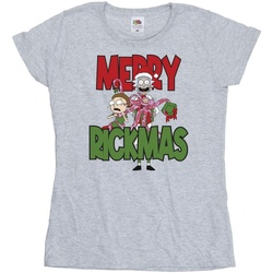 Abbigliamento Donna T-shirts a maniche lunghe Rick And Morty Merry Rickmas Grigio