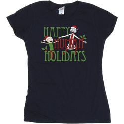 Abbigliamento Donna T-shirts a maniche lunghe Rick And Morty Happy Human Holidays Blu