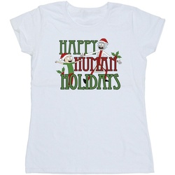 Abbigliamento Donna T-shirts a maniche lunghe Rick And Morty Happy Human Holidays Bianco