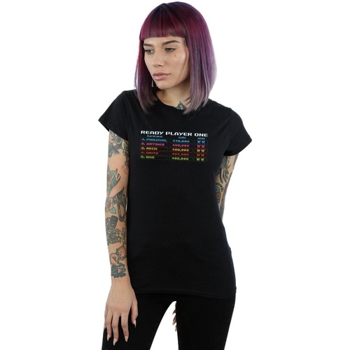 Abbigliamento Donna T-shirts a maniche lunghe Ready Player One 8-Bit Scoreboard Nero